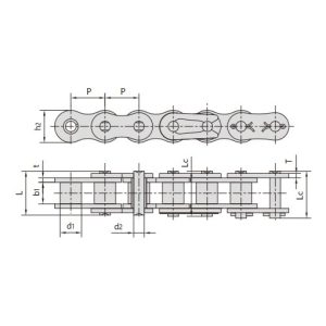 lühikese sammuga nikeldatud rullidega korrosioonikindel kett